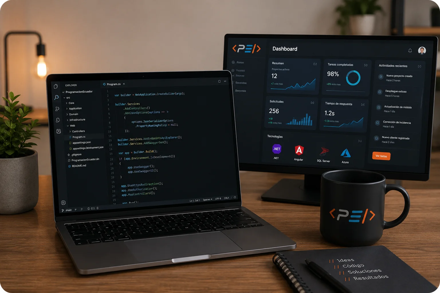 Vladimir Miranda desarrollando un dashboard con Angular y .NET